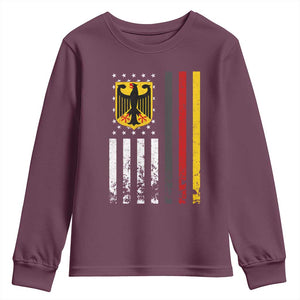 Patriotic Bundesadler Vintage German American Flag Youth Sweatshirt Germany Heritage Pride TS11 Maroon Print Your Wear