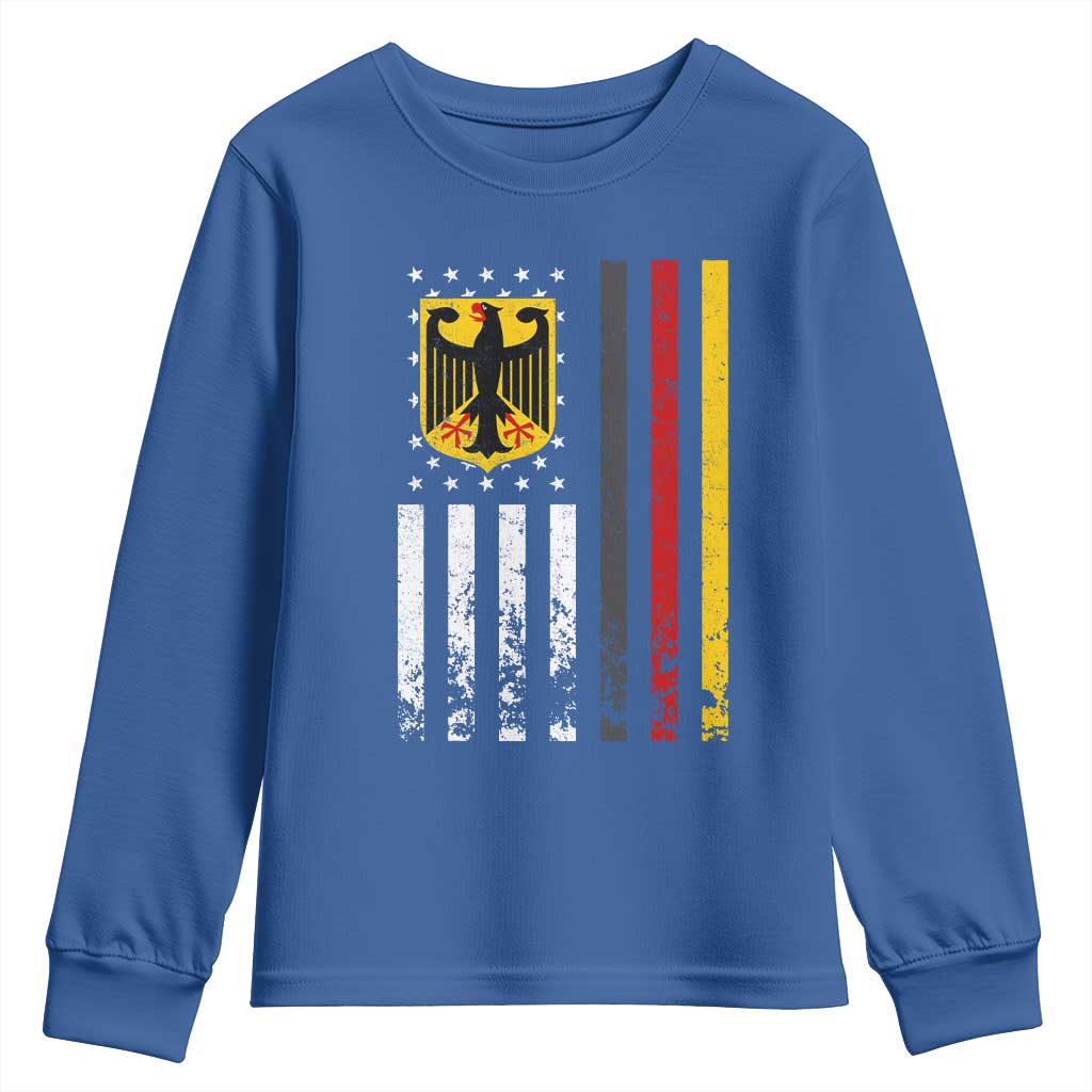 Patriotic Bundesadler Vintage German American Flag Youth Sweatshirt Germany Heritage Pride TS11 Royal Blue Print Your Wear