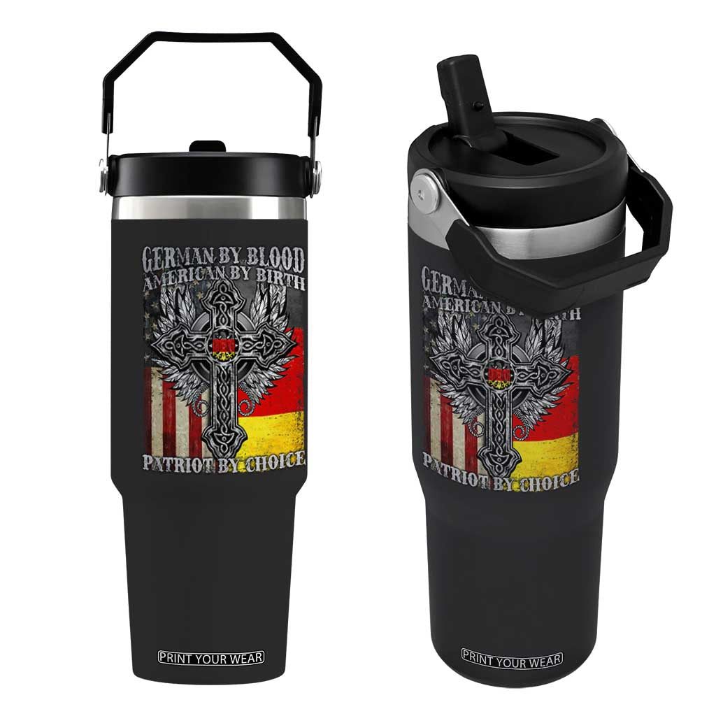 German By Blood American By Birth Patriot By Choice Flip Straw Tumbler German Americans TS11 One Size: 30 oz Black Print Your Wear