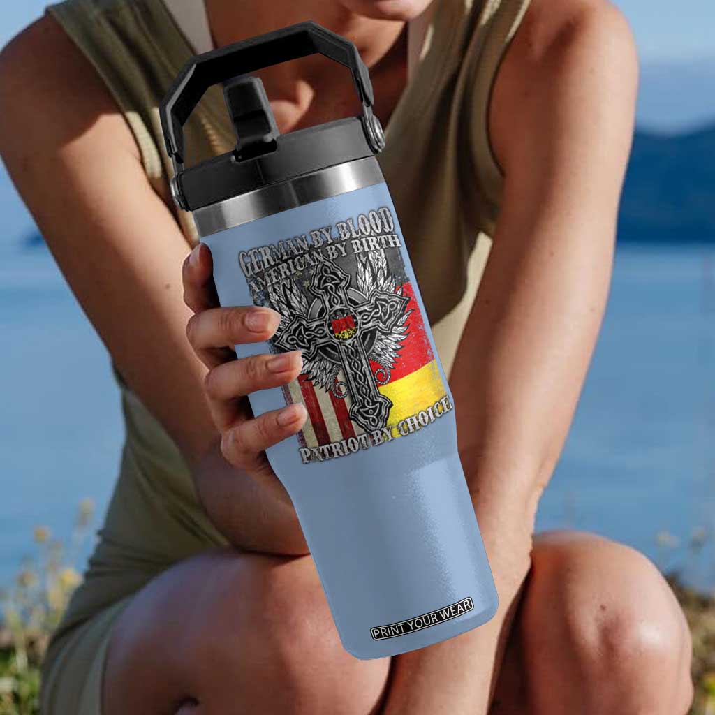 German By Blood American By Birth Patriot By Choice Flip Straw Tumbler German Americans TS11 One Size: 30 oz Light Blue Print Your Wear