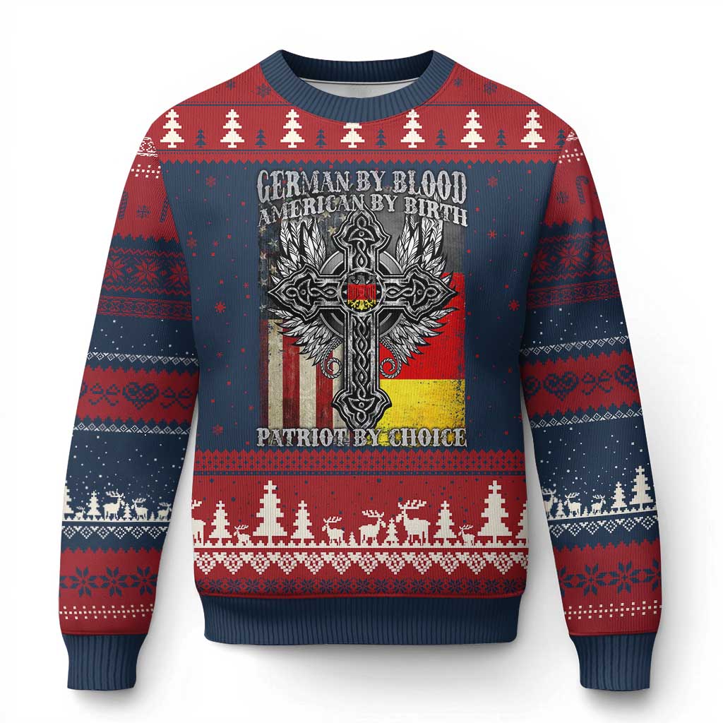 German By Blood American By Birth Patriot By Choice Ugly Christmas Sweater German Americans TS11 Navy Red Print Your Wear