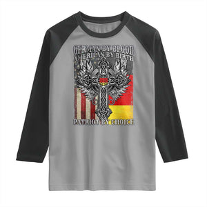 German By Blood American By Birth Patriot By Choice Raglan Shirt German Americans TS11 Sport Gray Black Print Your Wear