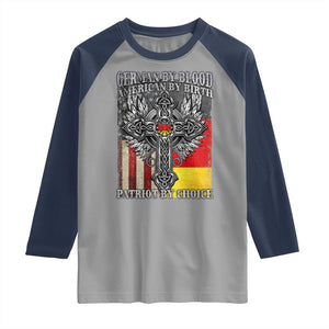 German By Blood American By Birth Patriot By Choice Raglan Shirt German Americans TS11 Sport Gray Navy Print Your Wear