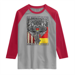 German By Blood American By Birth Patriot By Choice Raglan Shirt German Americans TS11 Sport Gray Red Print Your Wear