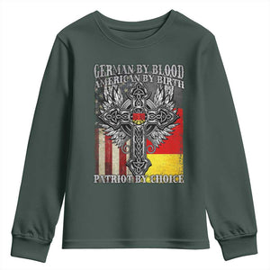 German By Blood American By Birth Patriot By Choice Youth Sweatshirt German Americans TS11 Dark Forest Green Print Your Wear