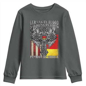 German By Blood American By Birth Patriot By Choice Youth Sweatshirt German Americans TS11 Dark Heather Print Your Wear
