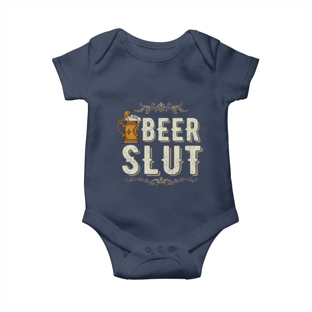 Funny Oktoberfest Beer Slut Baby Onesie German Beer Stein Drinking Lover TS11 Navy Print Your Wear