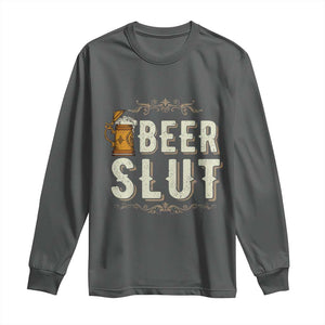 Funny Oktoberfest Beer Slut Long Sleeve Shirt German Beer Stein Drinking Lover TS11 Dark Heather Print Your Wear