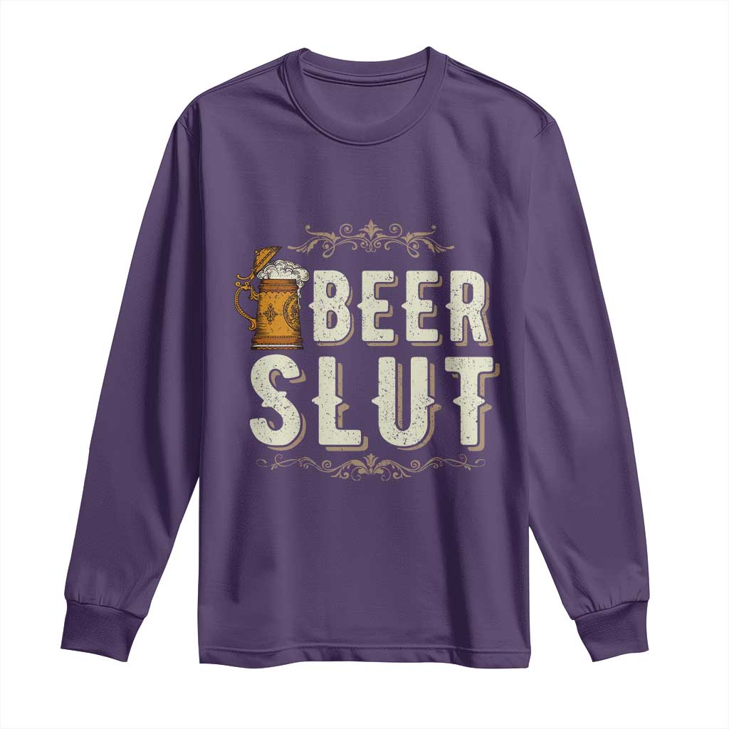 Funny Oktoberfest Beer Slut Long Sleeve Shirt German Beer Stein Drinking Lover TS11 Purple Print Your Wear