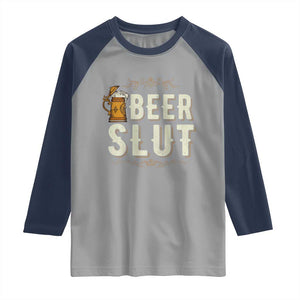 Funny Oktoberfest Beer Slut Raglan Shirt German Beer Stein Drinking Lover TS11 Sport Gray Navy Print Your Wear