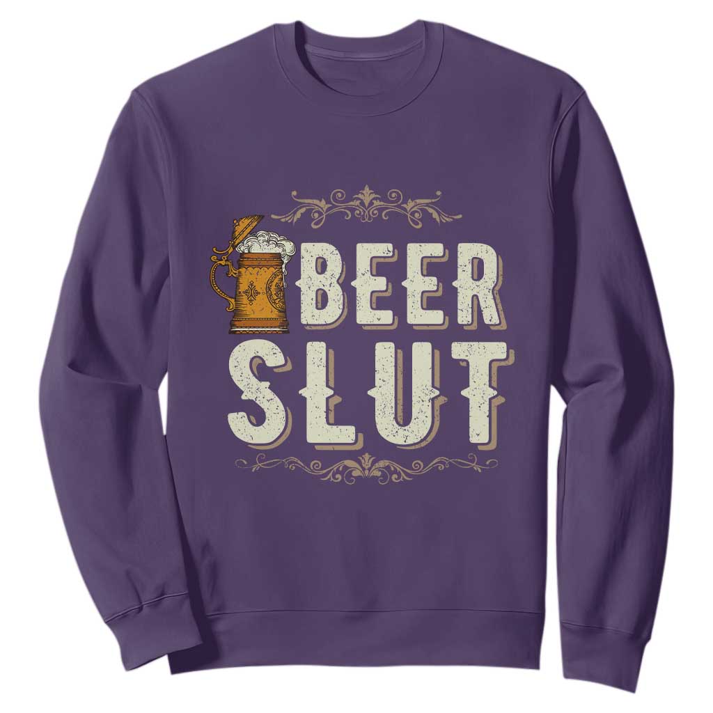 Funny Oktoberfest Beer Slut Sweatshirt German Beer Stein Drinking Lover TS11 Purple Print Your Wear