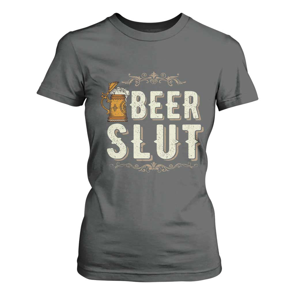 Funny Oktoberfest Beer Slut T Shirt For Women German Beer Stein Drinking Lover TS11 Dark Heather Print Your Wear