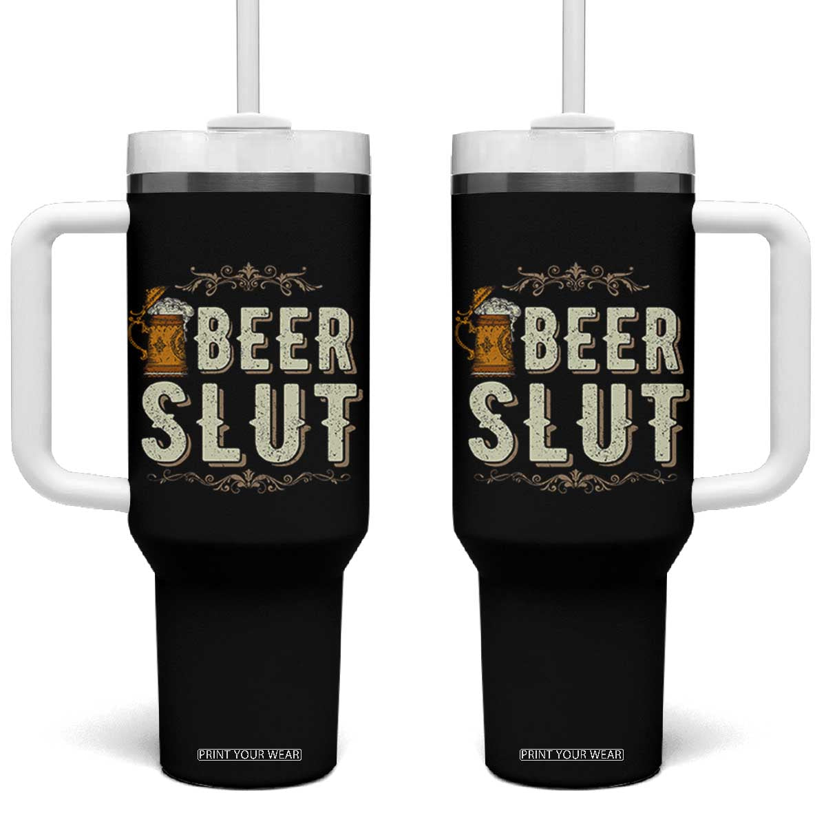 Funny Oktoberfest Beer Slut Tumbler With Handle German Beer Stein Drinking Lover TS11 One Size: 40 oz Black Print Your Wear