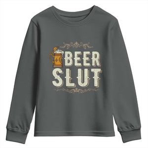 Funny Oktoberfest Beer Slut Youth Sweatshirt German Beer Stein Drinking Lover TS11 Dark Heather Print Your Wear