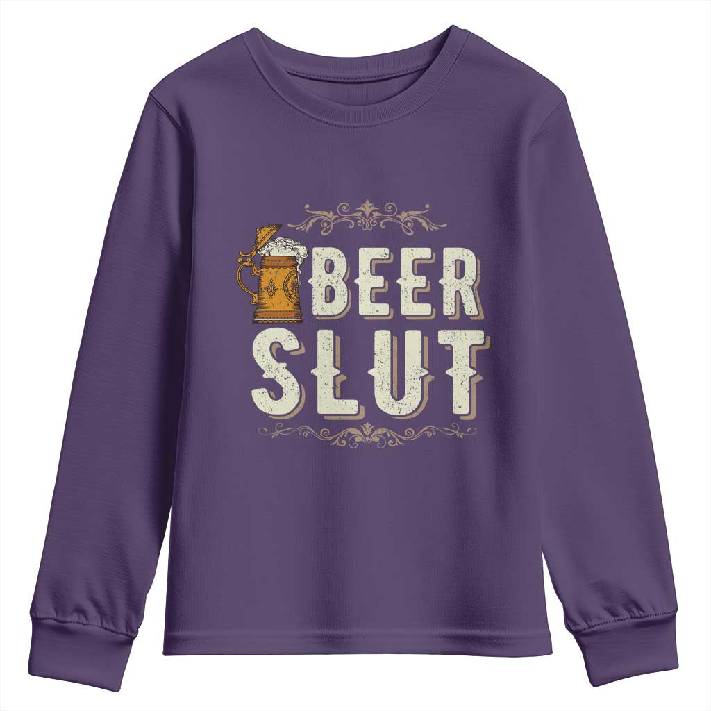 Funny Oktoberfest Beer Slut Youth Sweatshirt German Beer Stein Drinking Lover TS11 Purple Print Your Wear