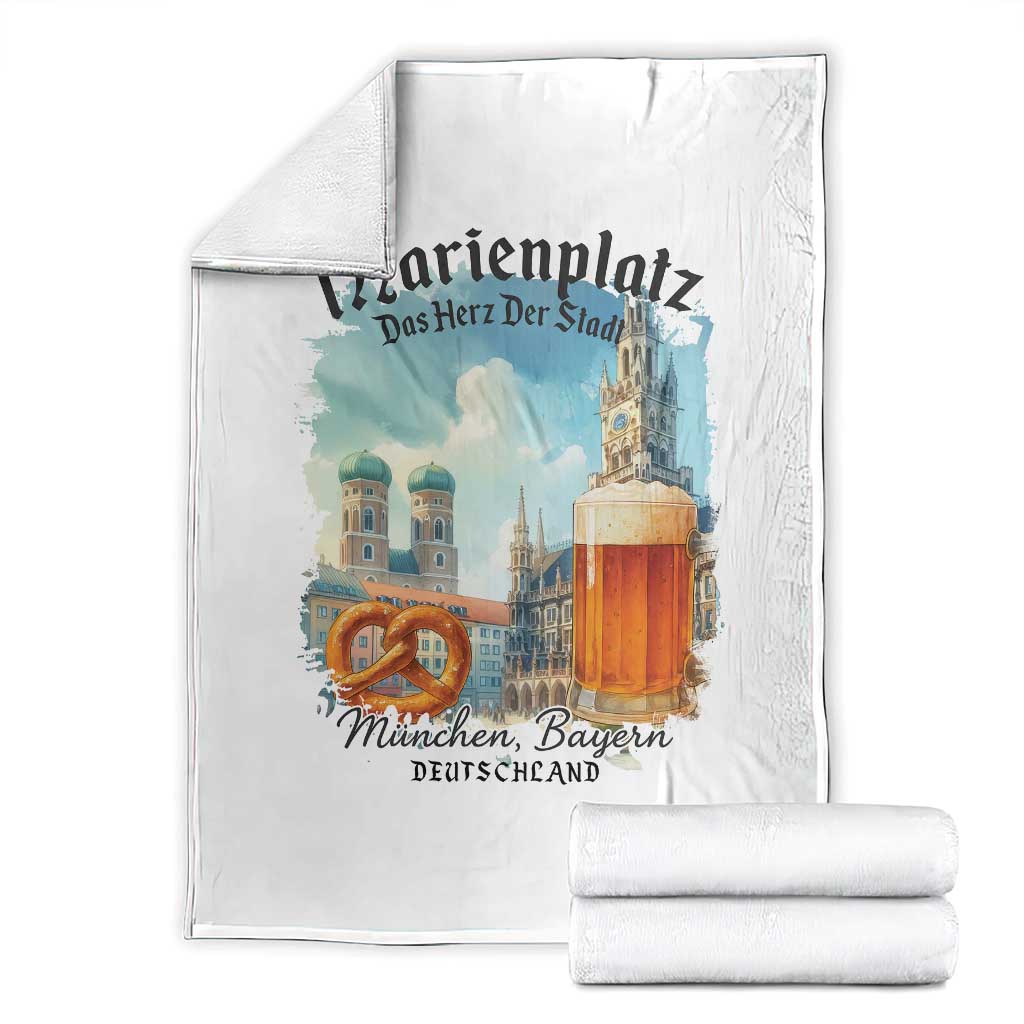 Bavarian Festival Munich Oktoberfest Throw Blanket Das Herz Der Stadt Beer Pretzel TS11 White Print Your Wear