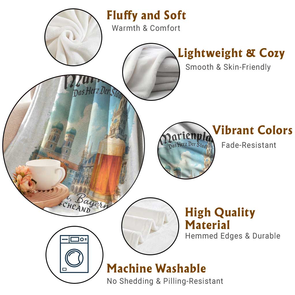 Bavarian Festival Munich Oktoberfest Throw Blanket Das Herz Der Stadt Beer Pretzel TS11 Print Your Wear