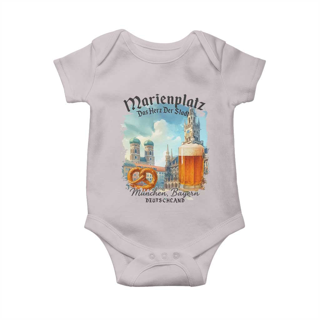 Bavarian Festival Munich Oktoberfest Baby Onesie Das Herz Der Stadt Beer Pretzel TS11 Ice Gray Print Your Wear