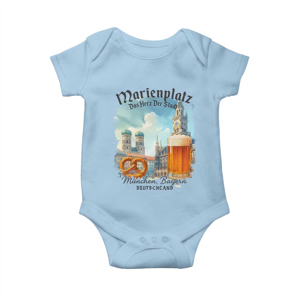 Bavarian Festival Munich Oktoberfest Baby Onesie Das Herz Der Stadt Beer Pretzel TS11 Light Blue Print Your Wear
