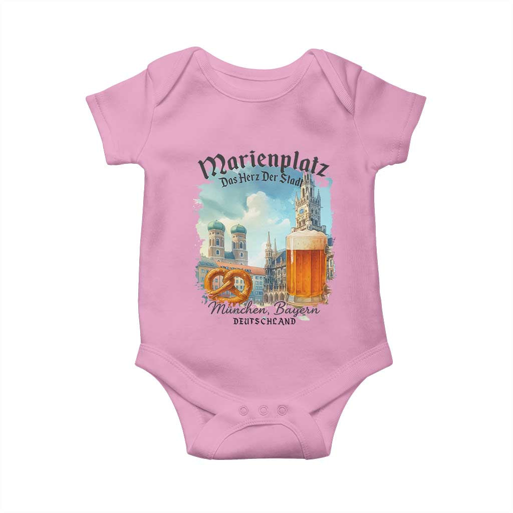 Bavarian Festival Munich Oktoberfest Baby Onesie Das Herz Der Stadt Beer Pretzel TS11 Light Pink Print Your Wear