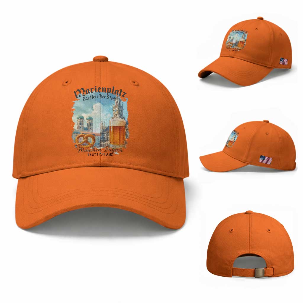 Bavarian Festival Munich Oktoberfest Baseball Cap Das Herz Der Stadt Beer Pretzel TS11 Baseball Cap Universal Fit Orange Print Your Wear