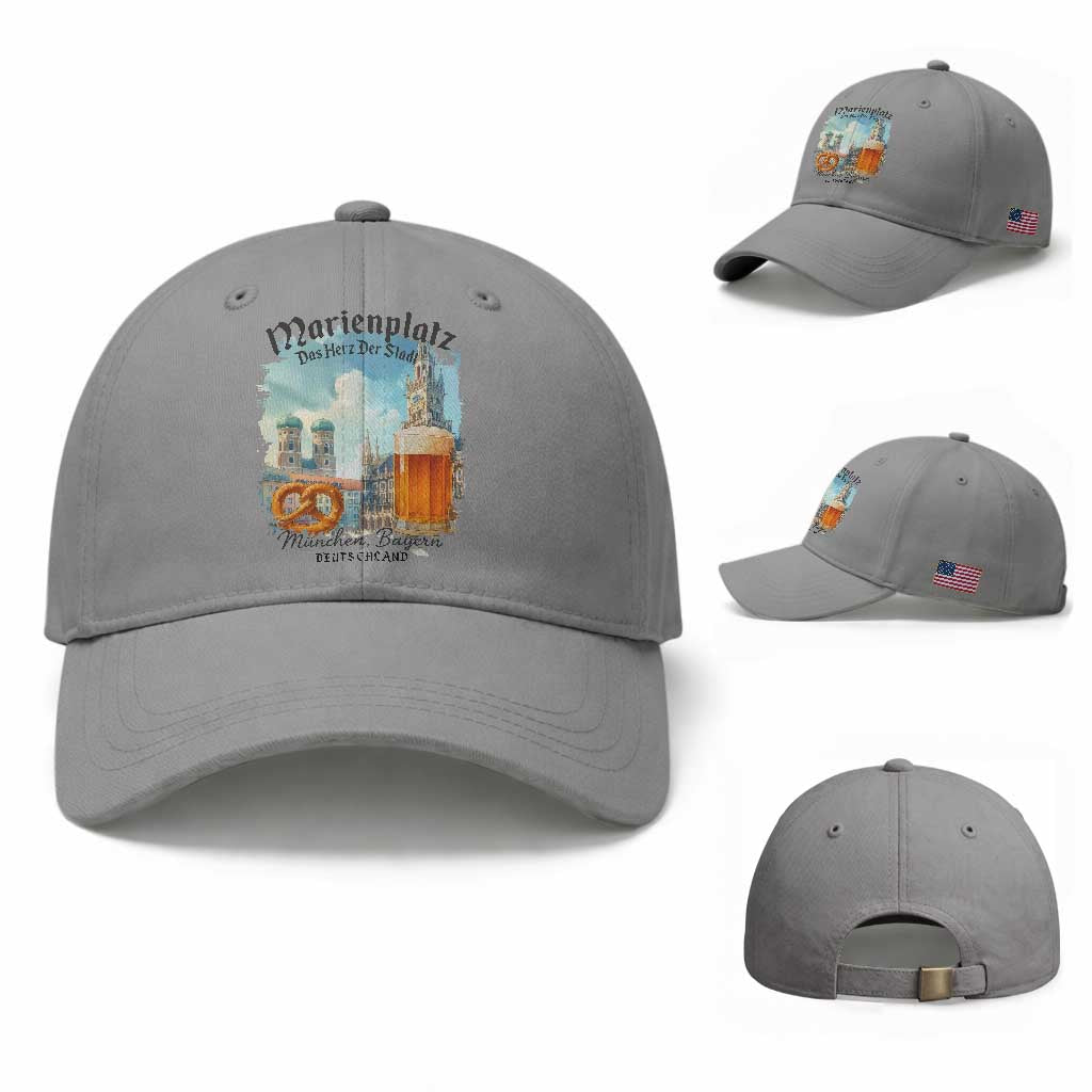 Bavarian Festival Munich Oktoberfest Baseball Cap Das Herz Der Stadt Beer Pretzel TS11 Baseball Cap Universal Fit Sport Gray Print Your Wear