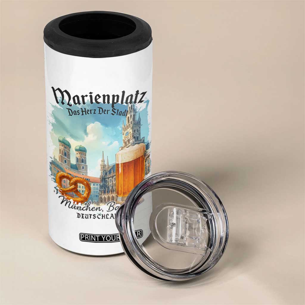 Bavarian Festival Munich Oktoberfest 4 in 1 Can Cooler Tumbler Das Herz Der Stadt Beer Pretzel TS11 Print Your Wear