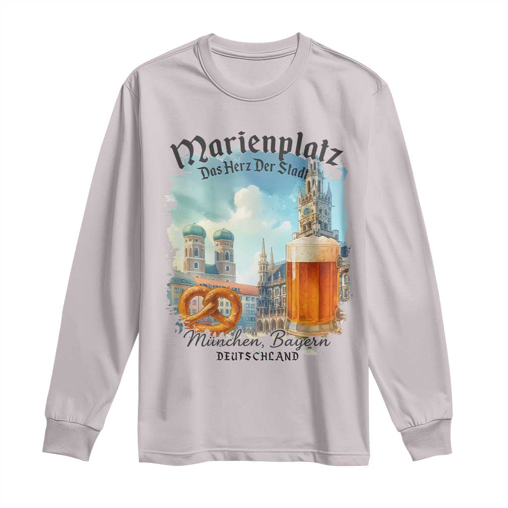 Bavarian Festival Munich Oktoberfest Long Sleeve Shirt Das Herz Der Stadt Beer Pretzel TS11 Ice Gray Print Your Wear