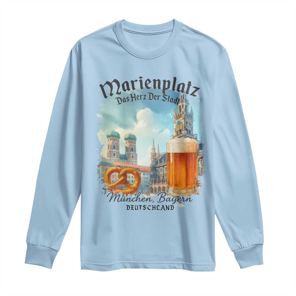Bavarian Festival Munich Oktoberfest Long Sleeve Shirt Das Herz Der Stadt Beer Pretzel TS11 Light Blue Print Your Wear