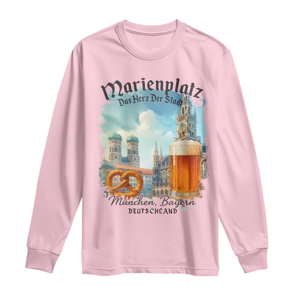 Bavarian Festival Munich Oktoberfest Long Sleeve Shirt Das Herz Der Stadt Beer Pretzel TS11 Light Pink Print Your Wear