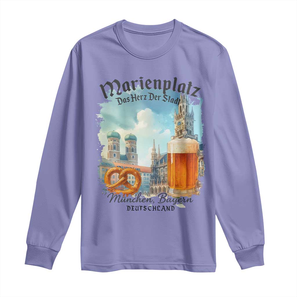 Bavarian Festival Munich Oktoberfest Long Sleeve Shirt Das Herz Der Stadt Beer Pretzel TS11 Violet Print Your Wear