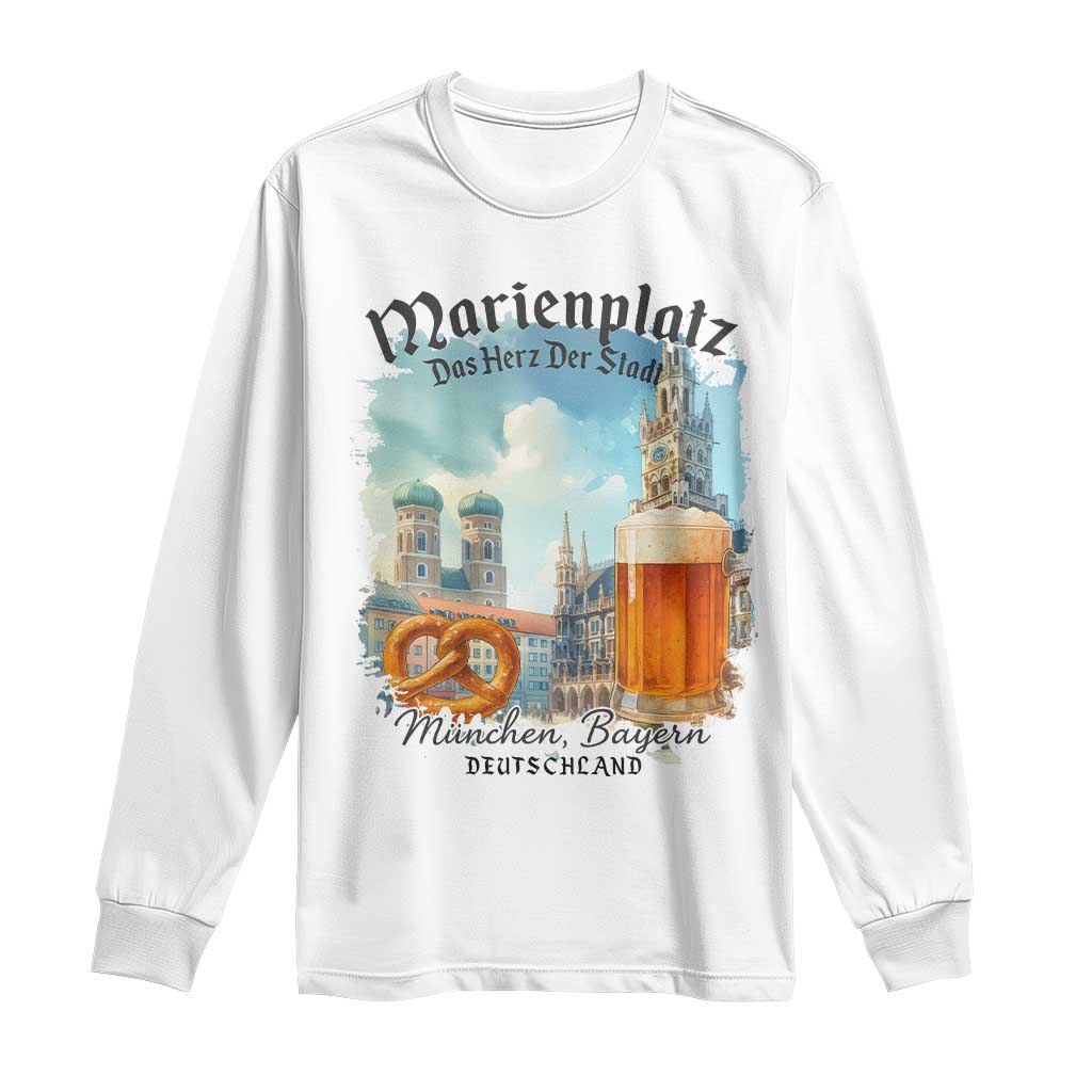 Bavarian Festival Munich Oktoberfest Long Sleeve Shirt Das Herz Der Stadt Beer Pretzel TS11 White Print Your Wear