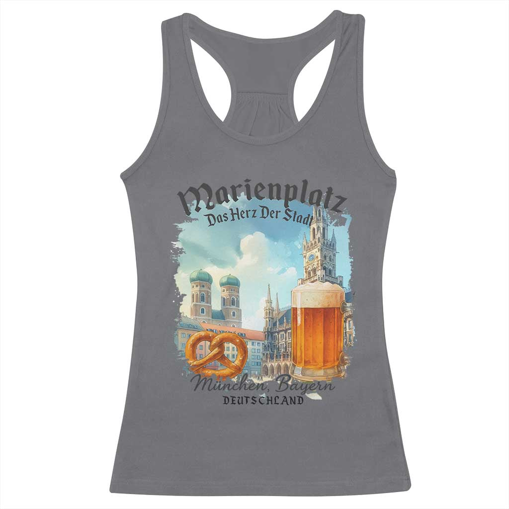 Bavarian Festival Munich Oktoberfest Racerback Tank Top Das Herz Der Stadt Beer Pretzel TS11 Charcoal Print Your Wear