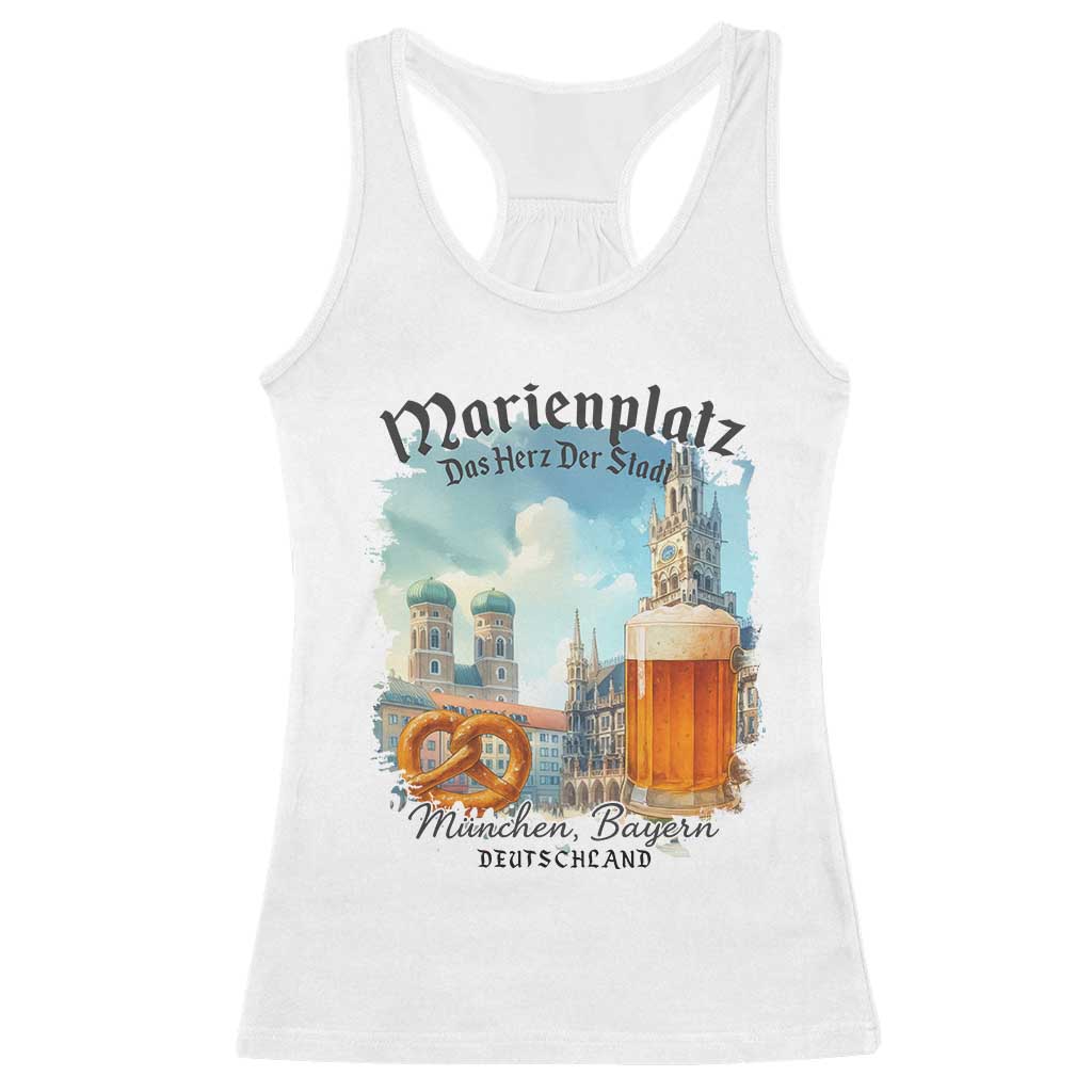 Bavarian Festival Munich Oktoberfest Racerback Tank Top Das Herz Der Stadt Beer Pretzel TS11 White Print Your Wear