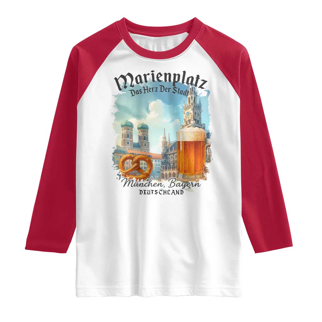 Bavarian Festival Munich Oktoberfest Raglan Shirt Das Herz Der Stadt Beer Pretzel TS11 White Red Print Your Wear