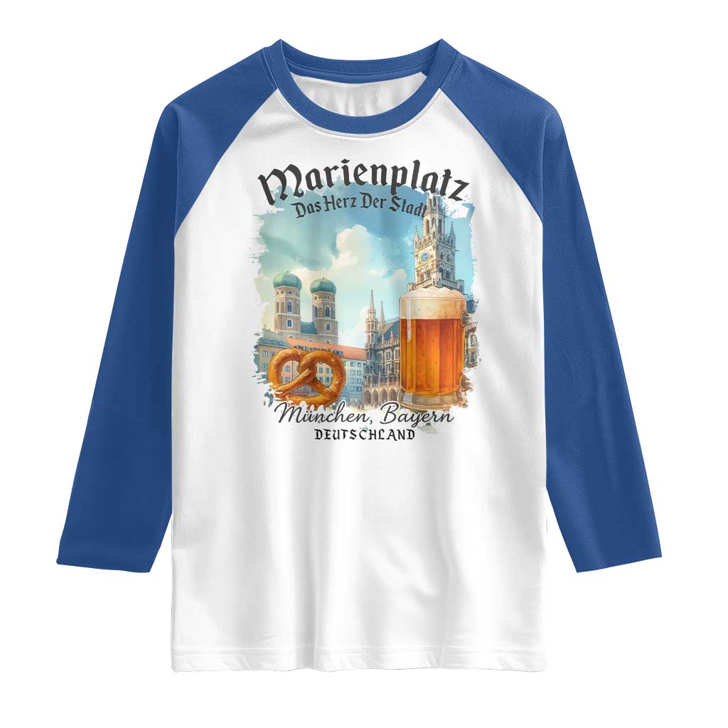 Bavarian Festival Munich Oktoberfest Raglan Shirt Das Herz Der Stadt Beer Pretzel TS11 White Royal Print Your Wear