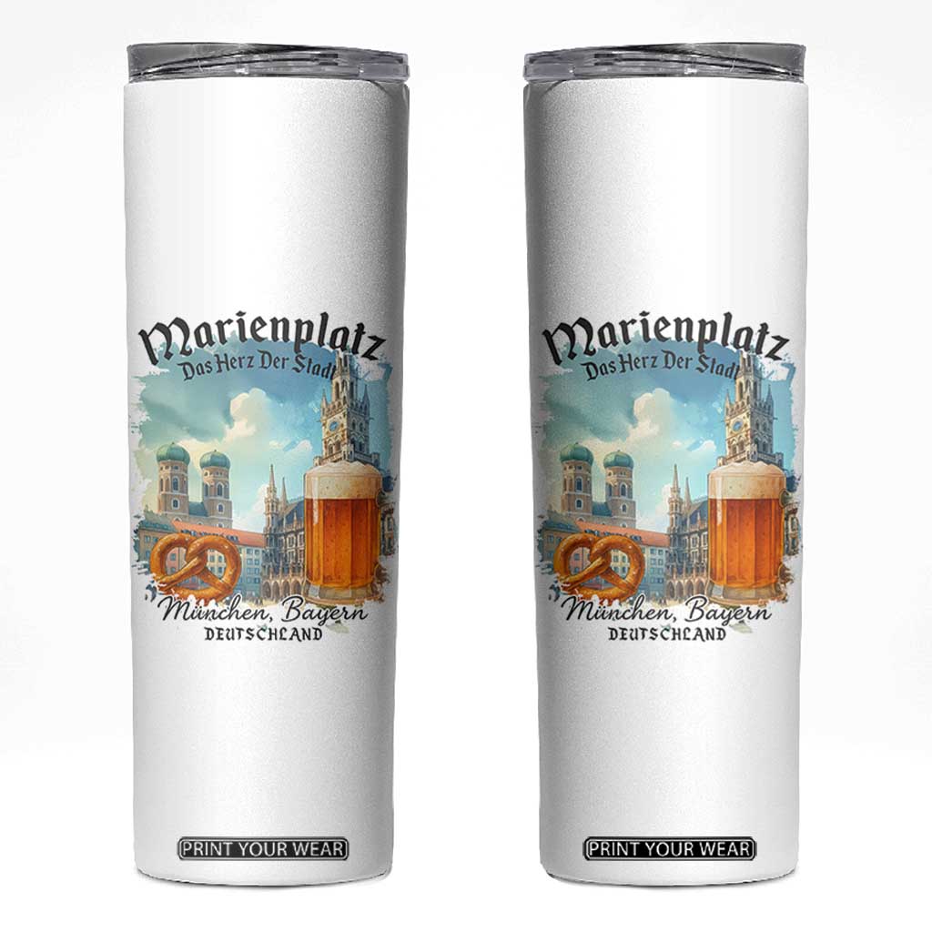 Bavarian Festival Munich Oktoberfest Skinny Tumbler Das Herz Der Stadt Beer Pretzel TS11 White Print Your Wear