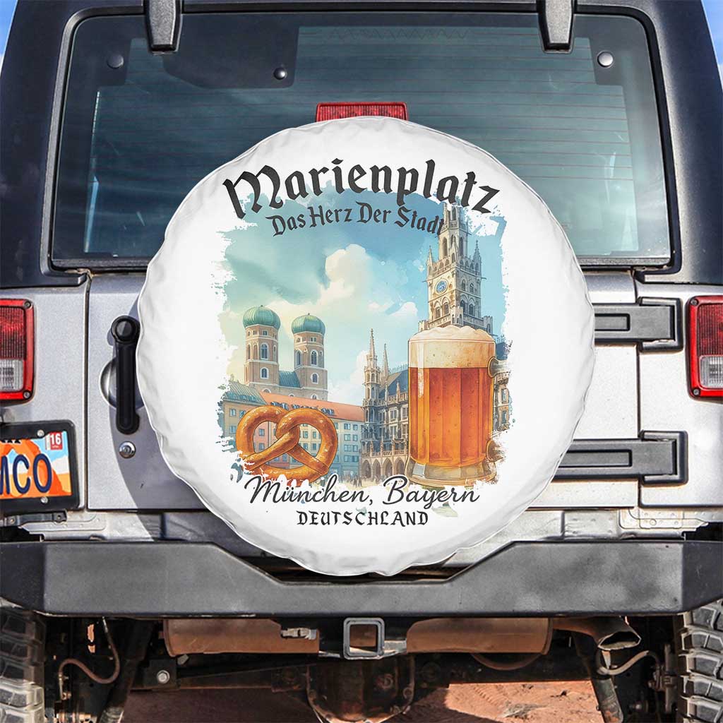 Bavarian Festival Munich Oktoberfest Spare Tire Cover Das Herz Der Stadt Beer Pretzel TS11 No hole White Print Your Wear