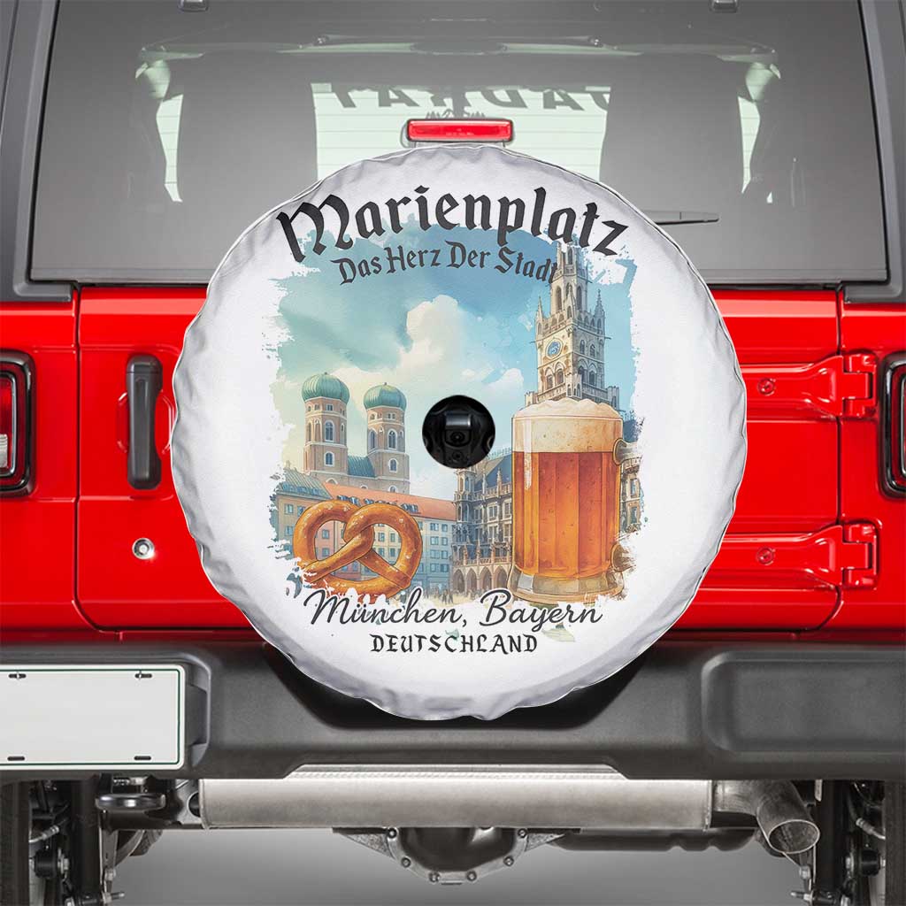 Bavarian Festival Munich Oktoberfest Spare Tire Cover Das Herz Der Stadt Beer Pretzel TS11 White Print Your Wear