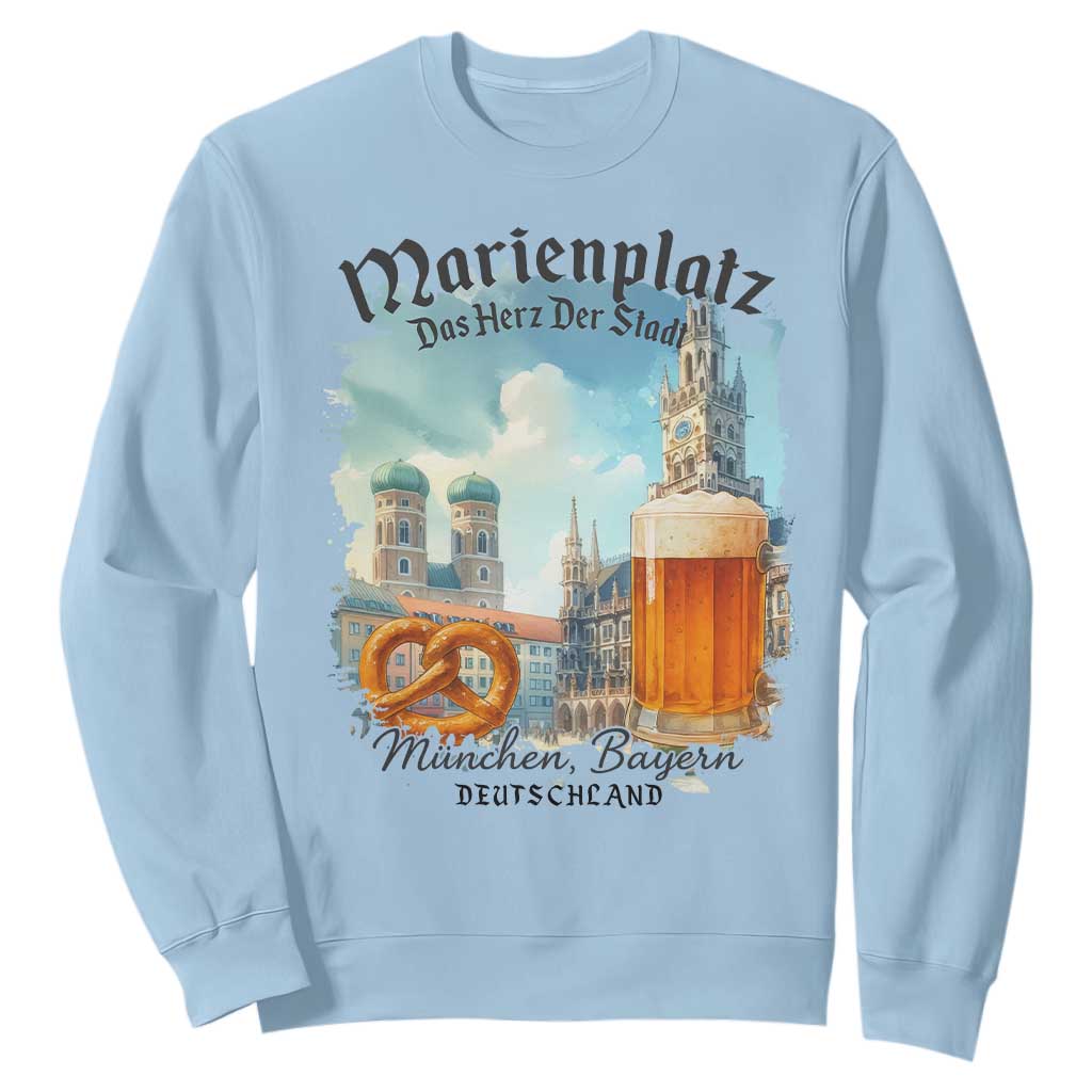 Bavarian Festival Munich Oktoberfest Sweatshirt Das Herz Der Stadt Beer Pretzel TS11 Light Blue Print Your Wear
