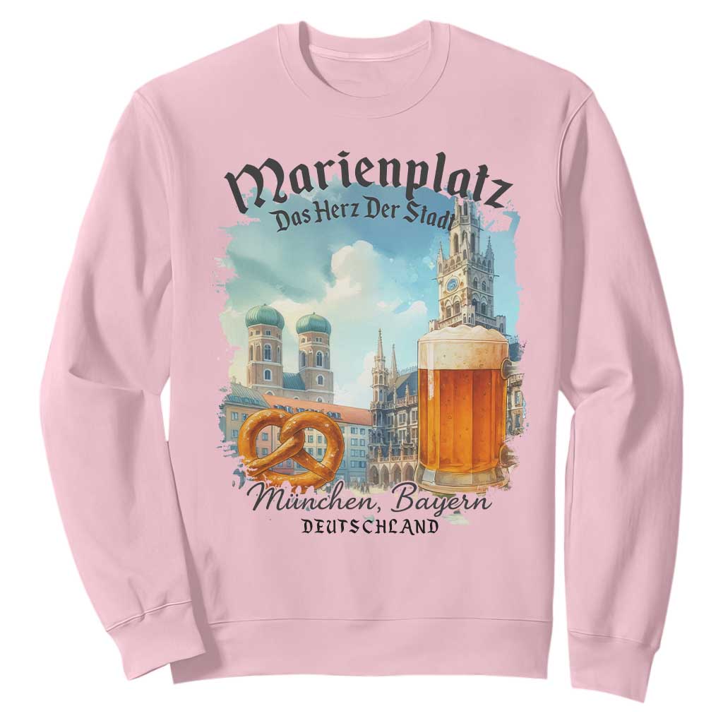 Bavarian Festival Munich Oktoberfest Sweatshirt Das Herz Der Stadt Beer Pretzel TS11 Light Pink Print Your Wear