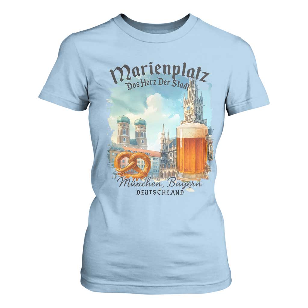 Bavarian Festival Munich Oktoberfest T Shirt For Women Das Herz Der Stadt Beer Pretzel TS11 Light Blue Print Your Wear