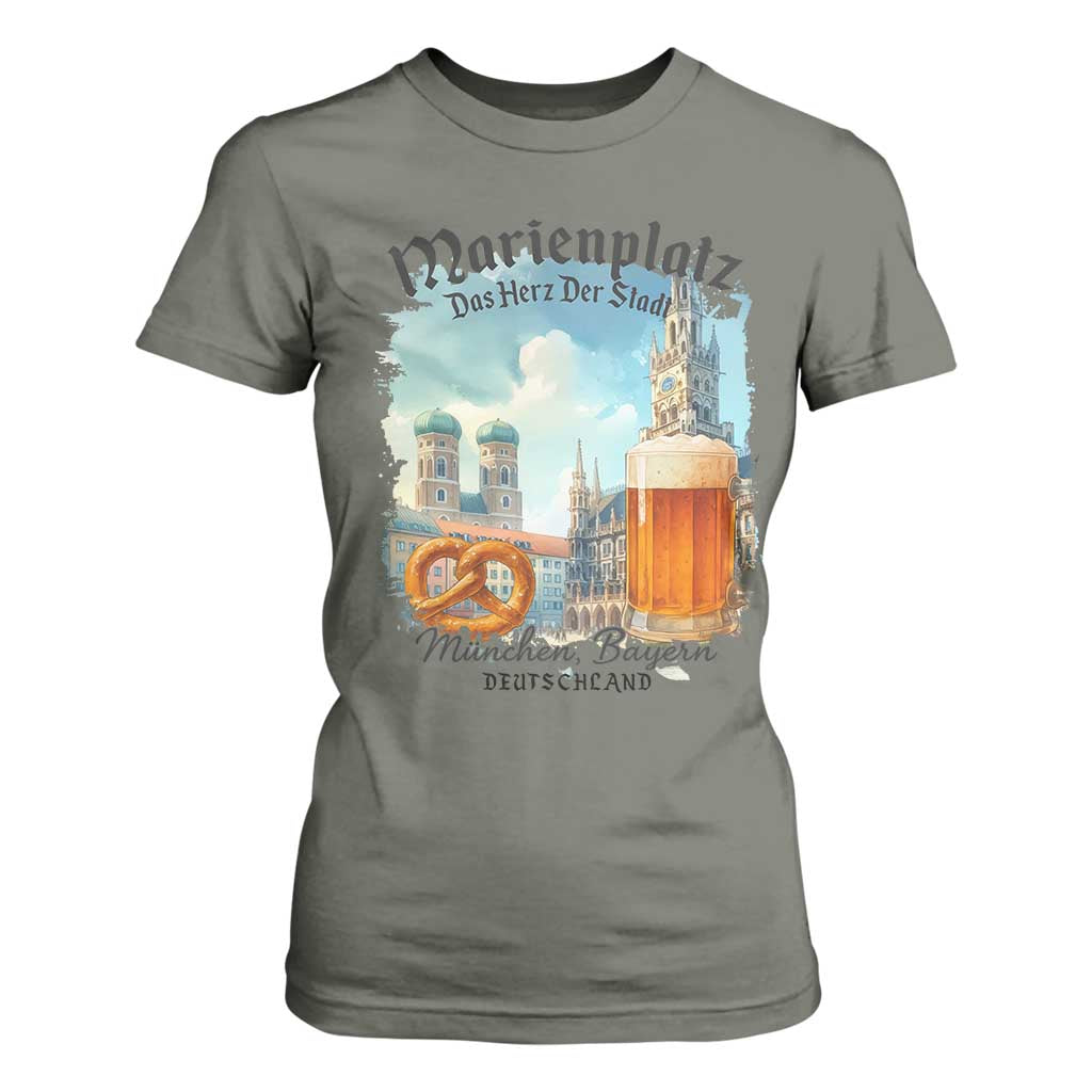 Bavarian Festival Munich Oktoberfest T Shirt For Women Das Herz Der Stadt Beer Pretzel TS11 Military Green Print Your Wear