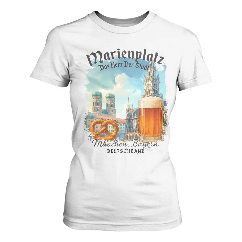 Bavarian Festival Munich Oktoberfest T Shirt For Women Das Herz Der Stadt Beer Pretzel TS11 White Print Your Wear