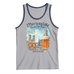 Bavarian Festival Munich Oktoberfest Tank Top Das Herz Der Stadt Beer Pretzel TS11 Athletic Heather Navy Print Your Wear