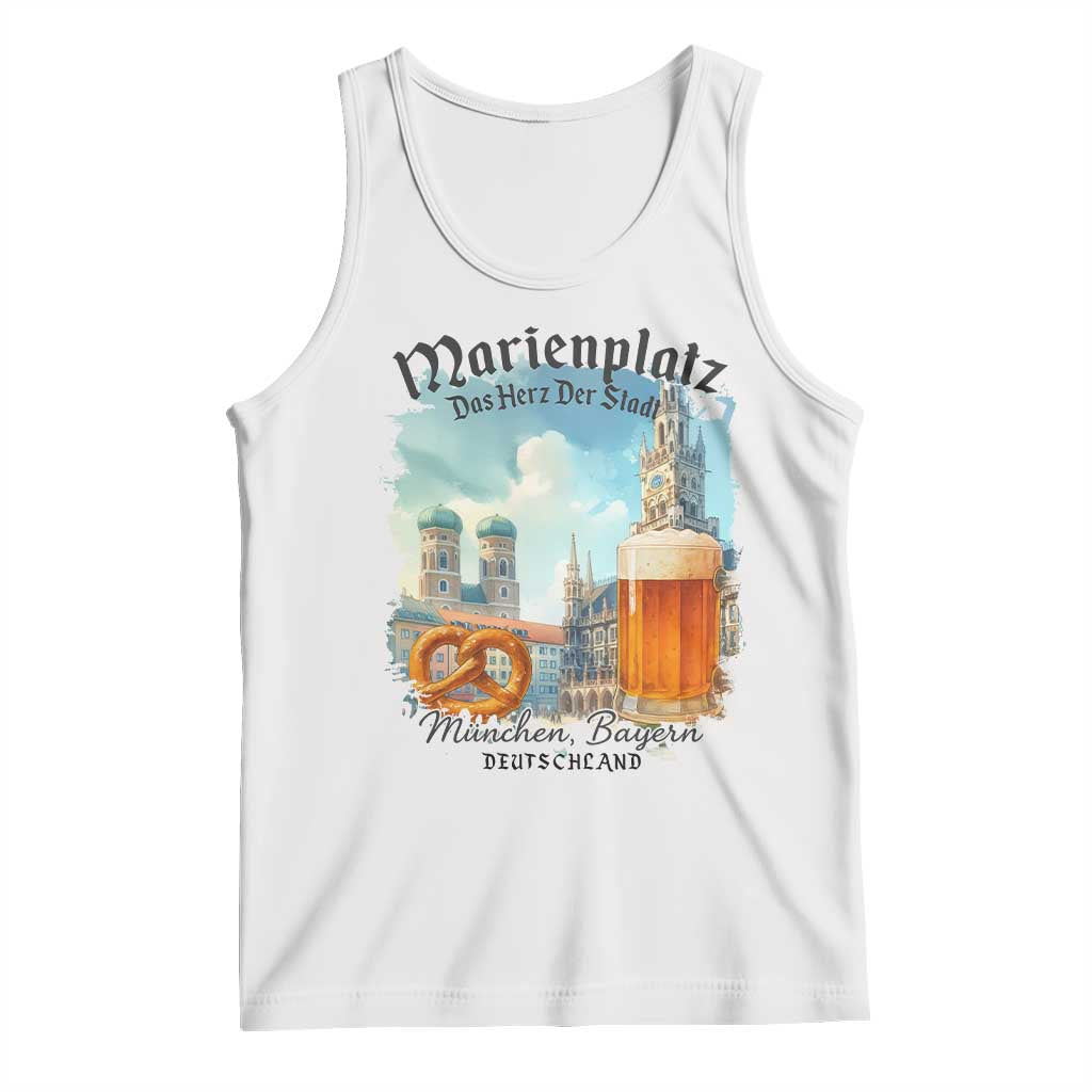 Bavarian Festival Munich Oktoberfest Tank Top Das Herz Der Stadt Beer Pretzel TS11 White Print Your Wear