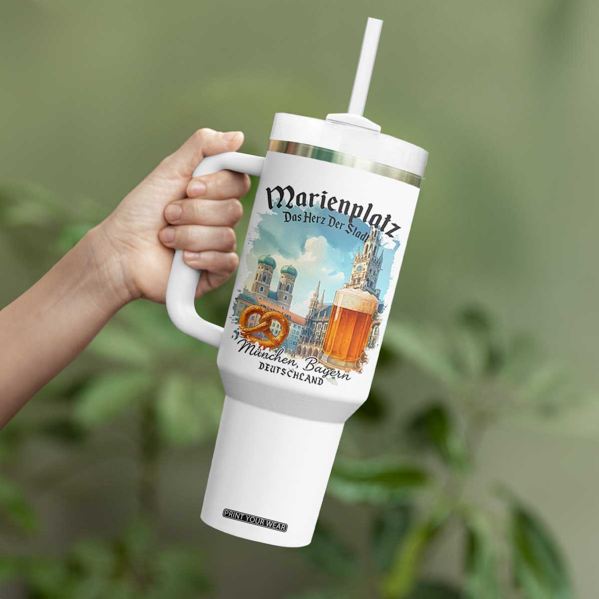 Bavarian Festival Munich Oktoberfest Tumbler With Handle Das Herz Der Stadt Beer Pretzel TS11 Print Your Wear
