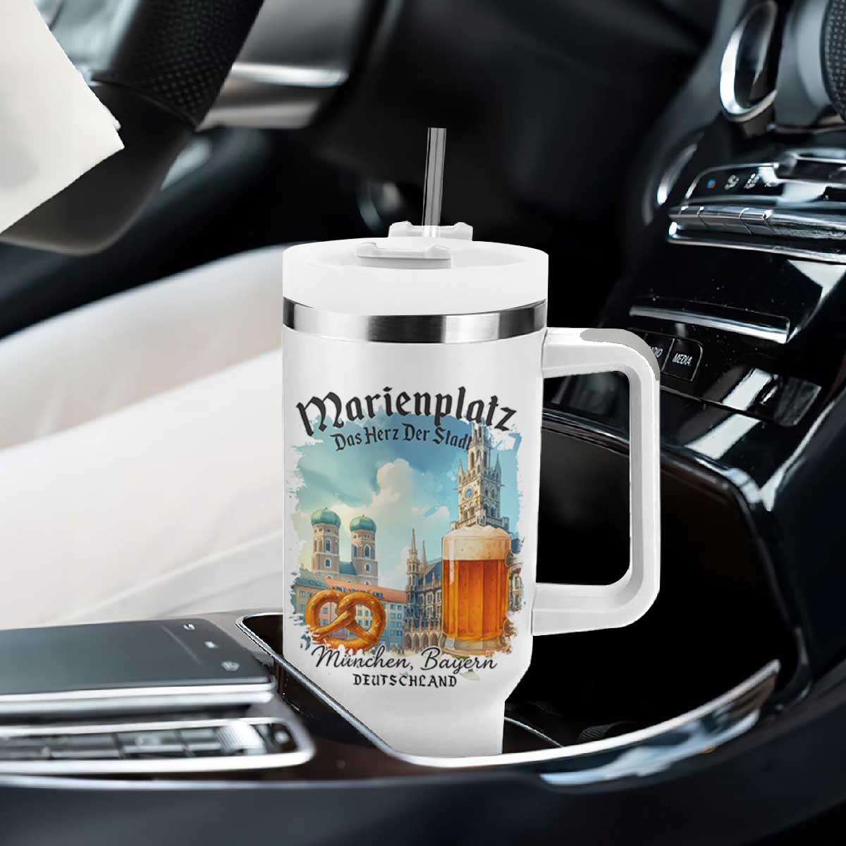 Bavarian Festival Munich Oktoberfest Tumbler With Handle Das Herz Der Stadt Beer Pretzel TS11 Print Your Wear