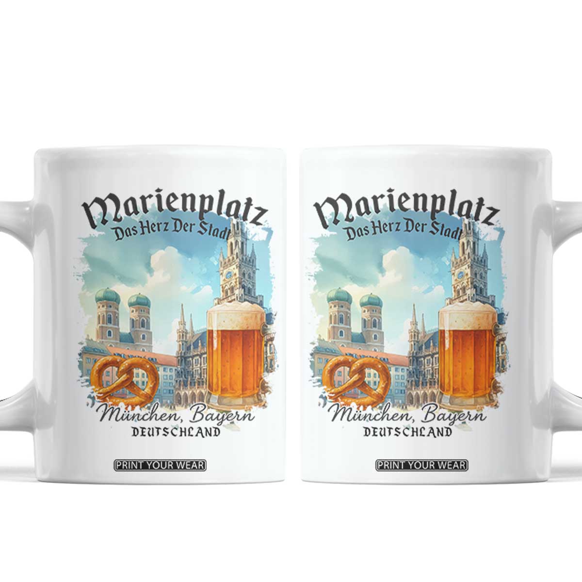 Bavarian Festival Munich Oktoberfest Coffee Mug Das Herz Der Stadt Beer Pretzel TS11 White Print Your Wear