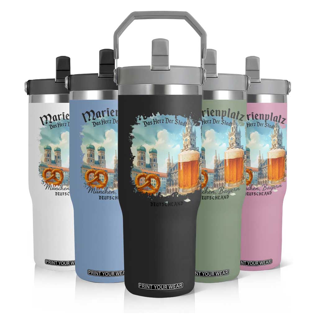 Bavarian Festival Munich Oktoberfest Flip Straw Tumbler Das Herz Der Stadt Beer Pretzel TS11 Print Your Wear